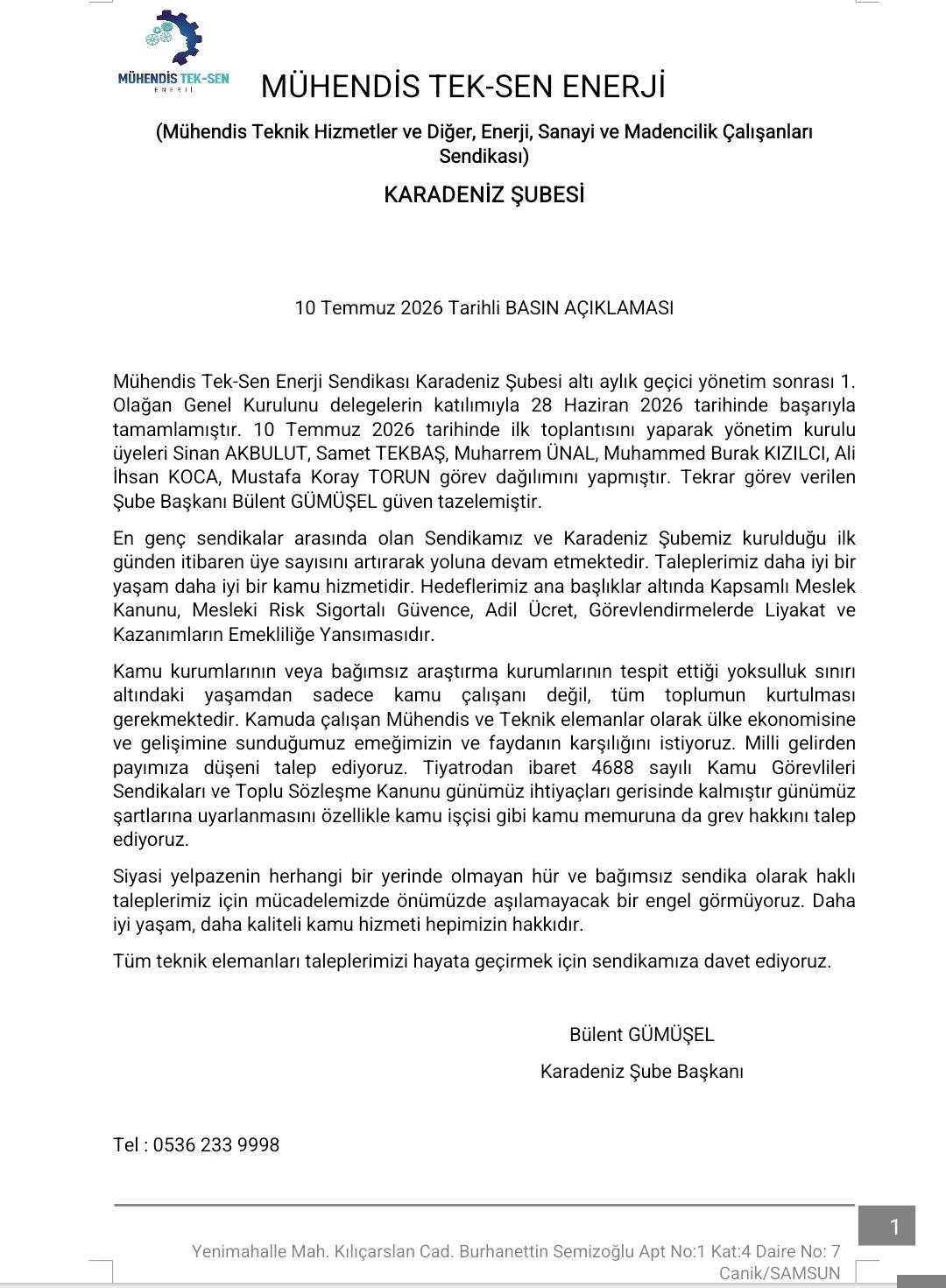 Bülent Gümüşel Güven Tazeledi